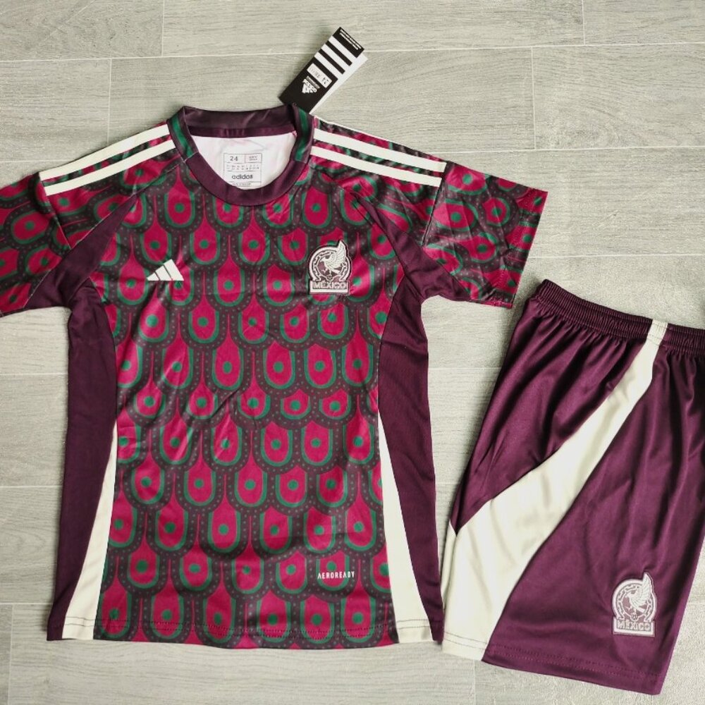 24-25 Youth kits mexico jersey shirt and short soccer iniform